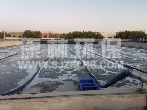 內(nèi)蒙污水處理廠懸掛鏈曝氣器安裝現(xiàn)場