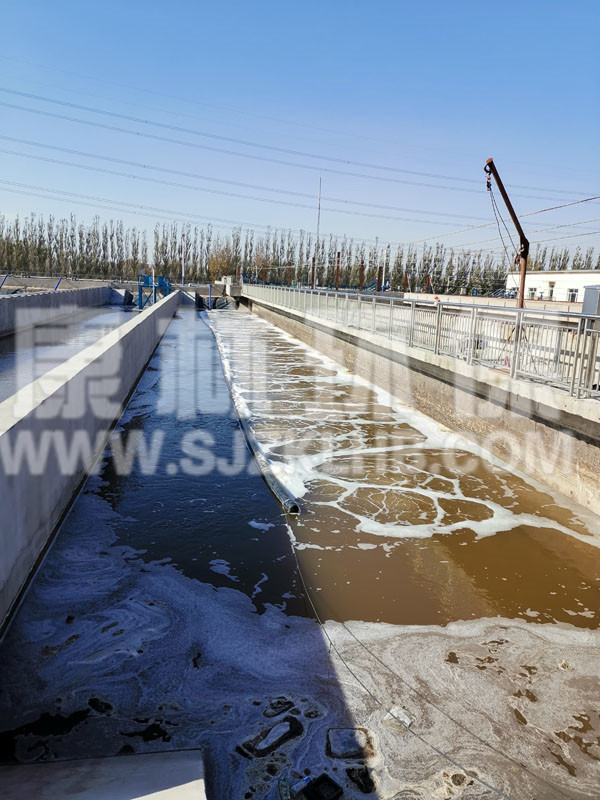 內(nèi)蒙污水處理廠懸掛鏈曝氣器安裝現(xiàn)場